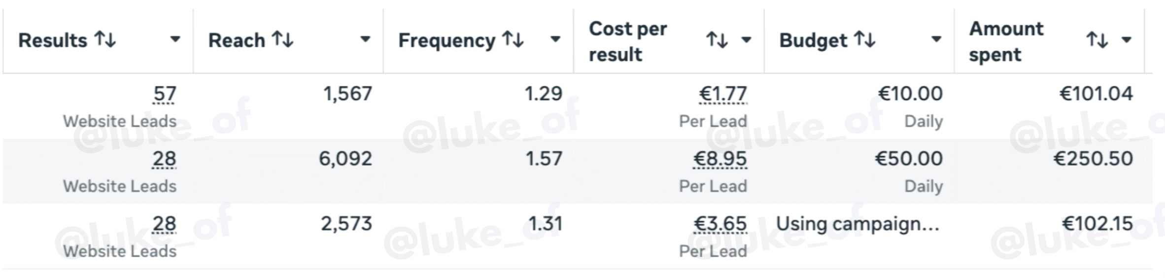 Multiple website lead campaigns